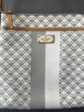 Kate Spade Gray & White Stripe Crossbody